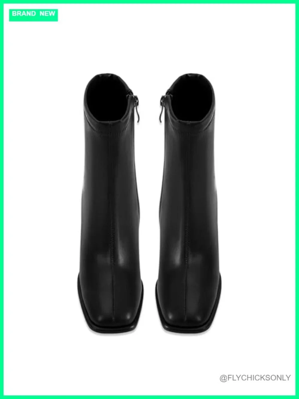 Square Toe Ankle Booties Chunky Block Heel Side Zip Faux Leather